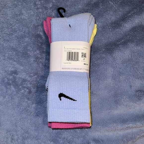 Nike Crew Socks Pastel Multicolor Everyday Plus (3 pairs) - Picture 4 of 4